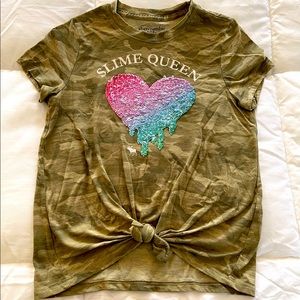 Abercrombie kids slime queen tie front T-shirt size 11/12